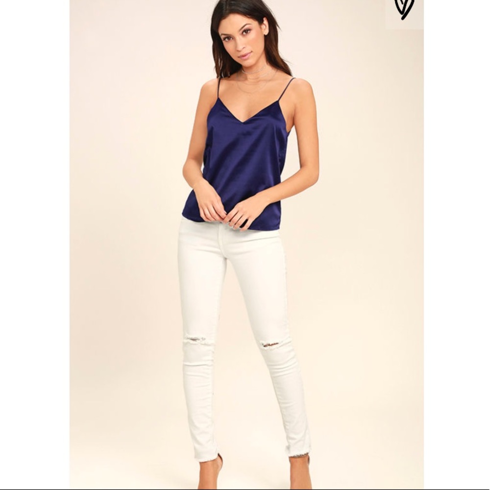 Lulu’s Best Night Ever Royal Blue Satin Top